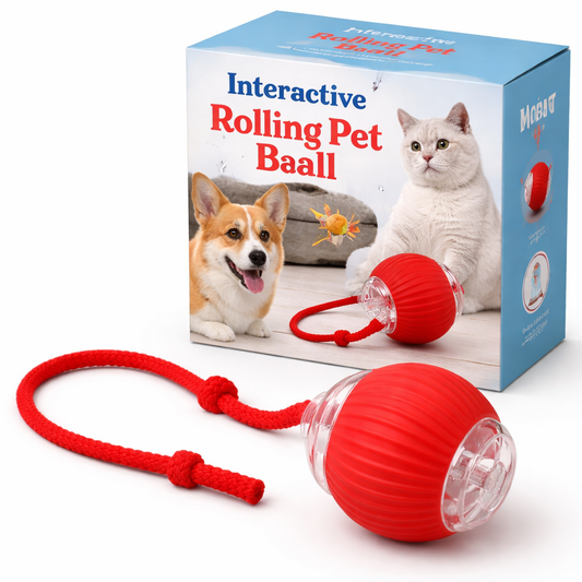 Cat Dancing Ball Pet Rolling Dog Toys for Indoor Cats Fast on Carpet, 360° Smart Automatic Ball, Self and Interactive Toy - Silicone Chase with Speedy Tail Rope (1-Pcs Multicolor)